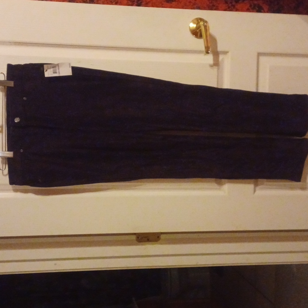 Gloria Vanderbilt, deep purple and strechy Jean style leggings.
